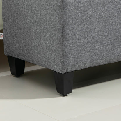 HOMCOM Sitzbank, Polsterbank mit Stauraum, leinenartiges Polyester, Kautschukholz, 100 x 40 x 44 cm, Hellgrau