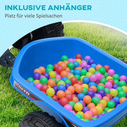 HOMCOM Kinderquad, aufladbar, 2,5 km/h, mit Anhänger, 50 Min. Fahrzeit, für Kinder 1,5 bis 3 Jahre, Blau