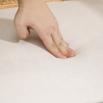 HOMCOM Exotischer Polsterstuhl, Kautschukholz, Sitzkissen in Leinenoptik, 63L x 69B x 78H cm, Cremeweiß