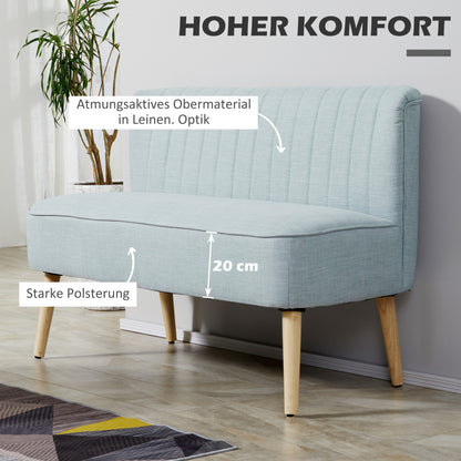 HOMCOM 2-Sitzer Sofa, weiche Polsterung, pflegeleichter Bezug, bis 150 kg, 117 x 56,5 x 77 cm, Hellgrün