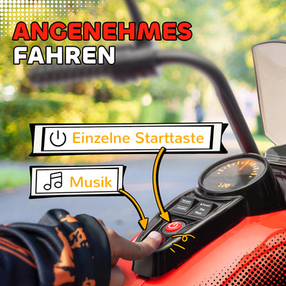 AIYAPLAY Elektro-Kinder-Motorrad, 3 Räder, 6V Batterie-Betrieb, Scheinwerfer, Musik, für Kinder im Alter von 3-6 Jahren, Rot