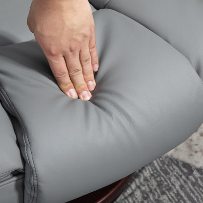 HOMCOM Relaxsessel mit Hocker, Liegesessel, drehbar, neigbare Lehne, Lederoptik, bis 130 kg, Grau