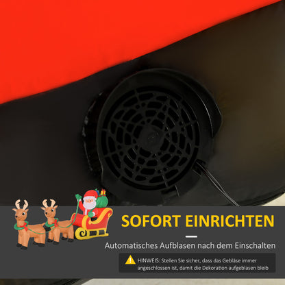 HOMCOM Aufblasbarer Weihnachtsmann mit Schlitten, 6 LED-Lichter, wasserdicht, 240 x 57 x 112 cm