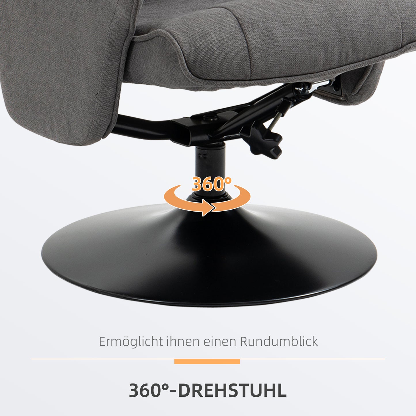 HOMCOM Relaxsessel mit Fußhocker, verstellbare Rückenlehne, 69 cm x 71 cm x 104 cm, Dunkelgrau + Schwarz