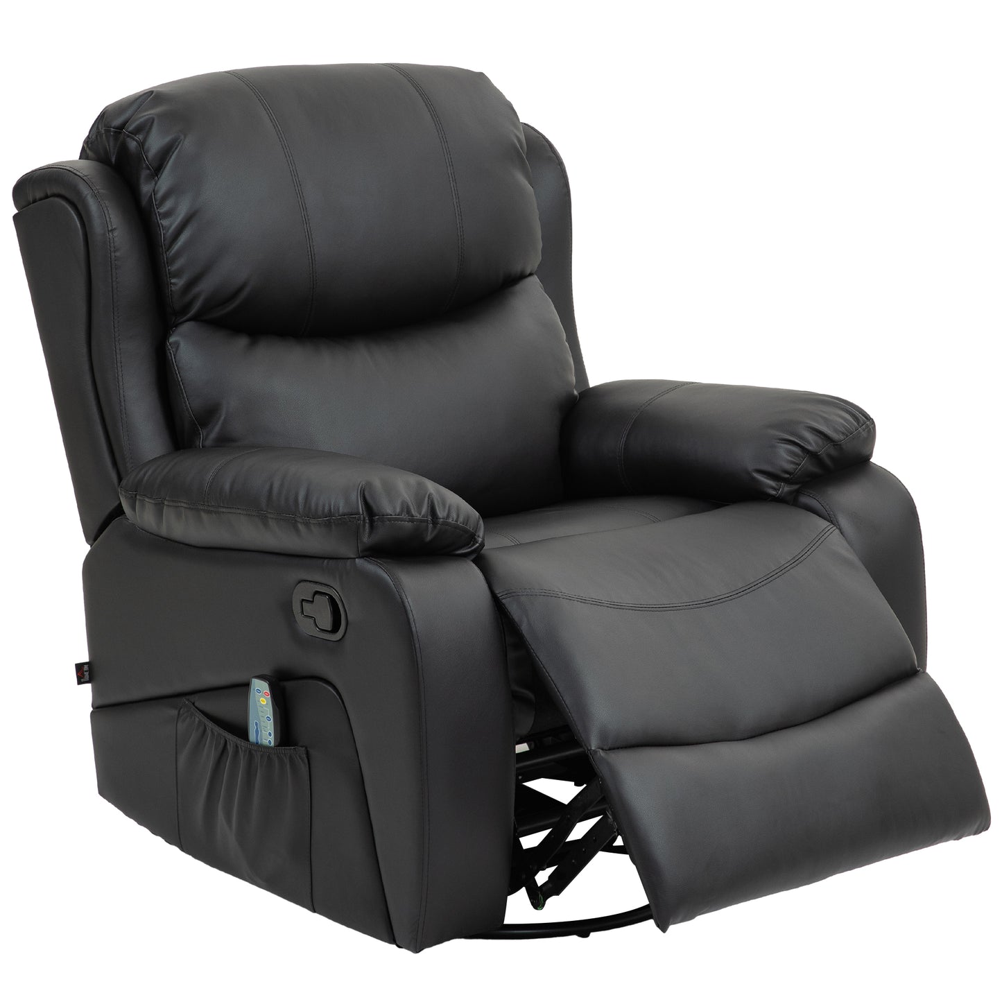 HOMCOM Massagesessel, Wärme- & Liegefunktion, Kunstleder, bis 150kg, 97x92x104cm, Schwarz