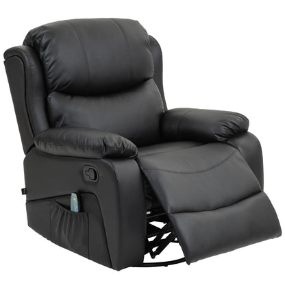 HOMCOM Massagesessel, Wärme- & Liegefunktion, Kunstleder, bis 150kg, 97x92x104cm, Schwarz