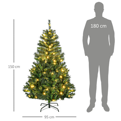 HOMCOM Weihnachtsbaum Christbaum künstlicher Weihnachtsbaum, inkl. Schmuck 95 cm x 95 cm x 150 cm, Grün