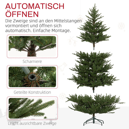 HOMCOM Weihnachtsbaum 183 cm, realistisches Aussehen, Schnellaufbau, inkl. Ständer, feuersicherer Kunststoff