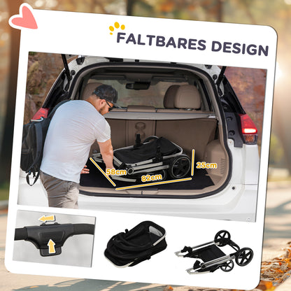PawHut 2-IN-1 Hundebuggy Tragtasche bis 10kg Kissen klappbar 1 Aufbewahrungskorb 83 cm x 58 cm x 102 cm Schwarz