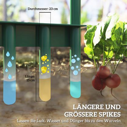 Outsunny Rasenlüfter Aerifizierer für Rasen 30cm Breite Manuell Rasenbelüfter mit rutschfest Griff für Garten Höfe Dunkelgrün