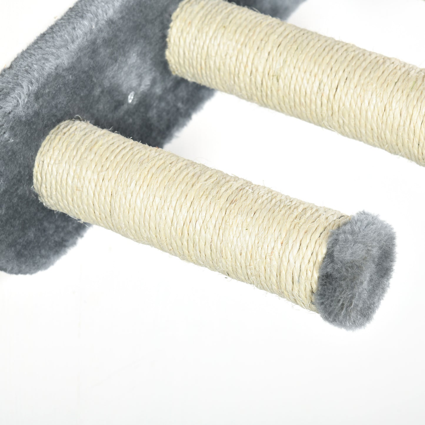 PawHut Kletterwand-Set für Katzen, Hängematte, Kratzbrett, Sprungplattformen, Plüsch, Sisal, Grau