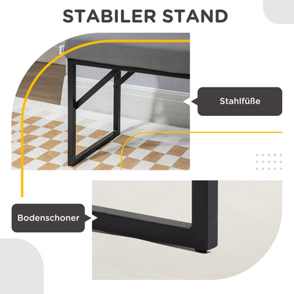HOMCOM Sitzbank mit Polsterauflage, Schuhbank, Flurbank, inkl. Polster, Dunkelgrau + Schwarz