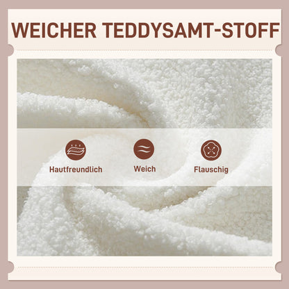 HOMCOM Polstersessel mit Rautensteppung, Bezug aus Teddystoff, mit Dekokissen, 88 x 75 x 106 cm, Weiß