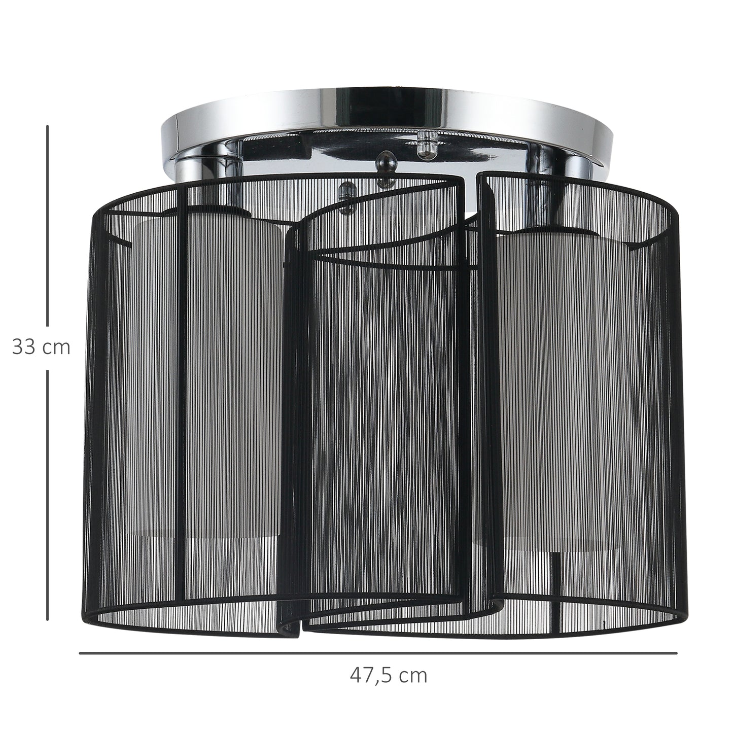 HOMCOM Deckenlampe Deckenleuchte 2-Flammig E27 Badlampe Modern Küchenlampe Lampe für Schlafzimmer, Badezimmer, Küche, Wohnzimmer Weiß Ø47,5 x 33 cm (Ohne Glühbirnen)
