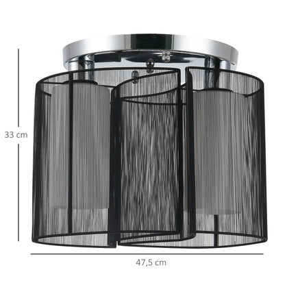 HOMCOM Deckenlampe Deckenleuchte 2-Flammig E27 Badlampe Modern Küchenlampe Lampe für Schlafzimmer, Badezimmer, Küche, Wohnzimmer Weiß Ø47,5 x 33 cm (Ohne Glühbirnen)