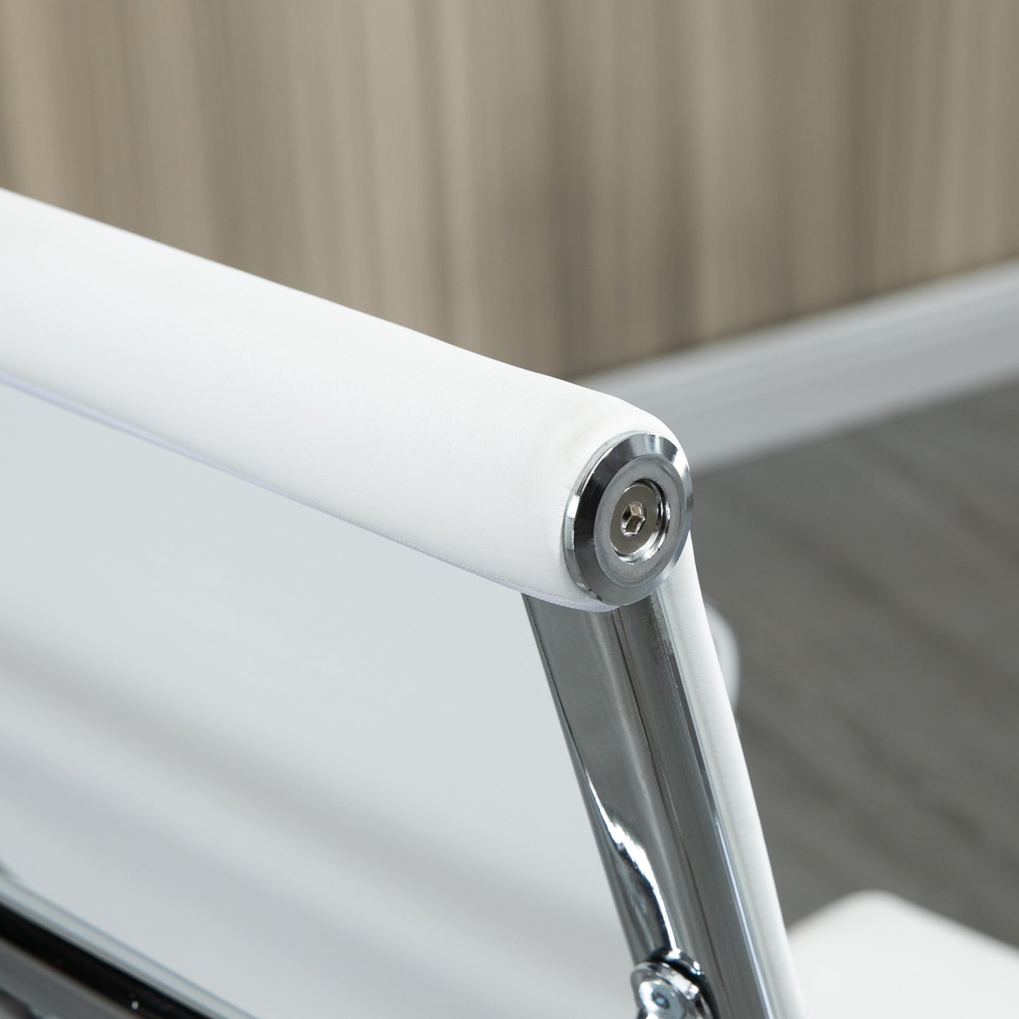 Vinsetto Bürostuhl ergonomisk Schreibtischstuhl med Wippfunktion Chefsessel höhenverstellbarer Drehstuhl gepolstert Konstledare Schaumstoff Weiß 54 x 62 x 104-114 cm