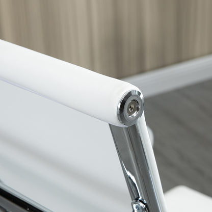 Vinsetto Bürostuhl ergonomisk Schreibtischstuhl med Wippfunktion Chefsessel höhenverstellbarer Drehstuhl gepolstert Konstledare Schaumstoff Weiß 54 x 62 x 104-114 cm