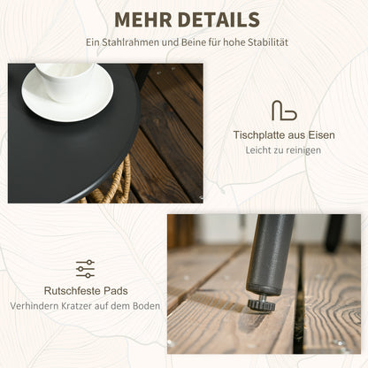 Outsunny 3-teiliges Bistro-Set, wetterbeständig, 1 Beistelltisch, 2 Stühle, 62 cm x 65 cm x 78 cm, Sand+Dunkelgrau