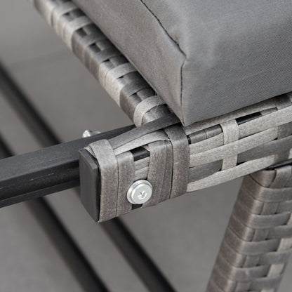 Outsunny Polyrattan Gartensoffa 2 Sitzer Gartenmöbel Loungesoffa Gartenbank Gartenliege klappbar Armlehnen Stahl Grau 129 x 63 x 67 cm