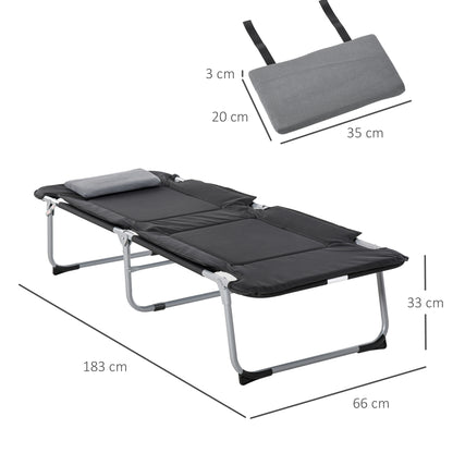 Outsunny Campingbett Feldbett Klappbett mit Kissen Campingliege für Outdoor Camping Reisen 183 x 66 x 33 cm