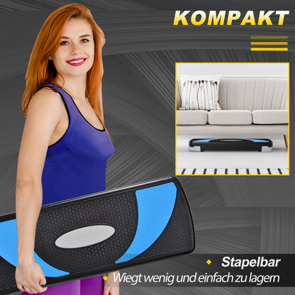HOMCOM Aerobic-Stepper 3-stufig höhenverstellbar 80 x 31 x 20 cm Schwarz+Hellblau+Grau