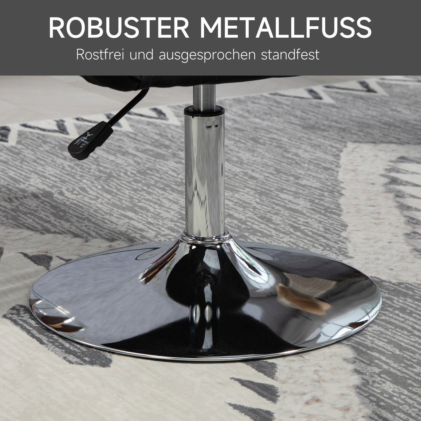 HOMCOM Drehstuhl, höhenverstellbarer Bürostuhl, leinenartiges Polyester, Metall, 60 x 60 x 79-91 cm, Schwarz