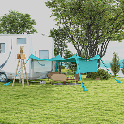 Outsunny Sonnensegel, wasserdicht, anpassbar, leicht, faltbar, Stahlstützen, 3x3x2m, Himmelblau