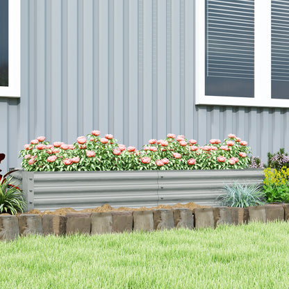 Outsunny Hochbeet aus Stahl, Wetterbeständig Pflanzbeet mit Anti-Schnittkante Frühbeet