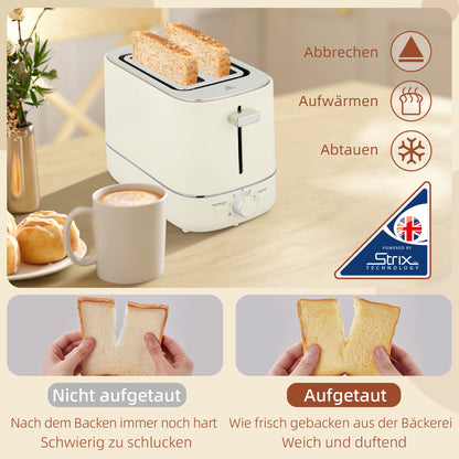 HOMCOM Set aus 1,7 L Wasserkocher und Toaster mit 6 Bräunungsstufen, Beige