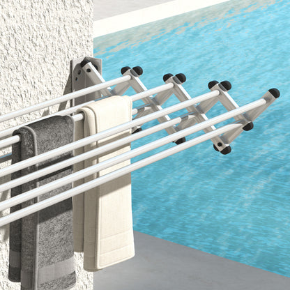 HOMCOM Handtuchhalter, Aluminium, verstellbar, für Innen- und Außenbereich, Silber