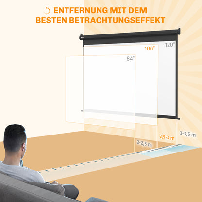 HOMCOM Beamer-Leinwand, Projektionsleinwand, 100 Zoll, 4:3, 203x152 cm, Schwarz