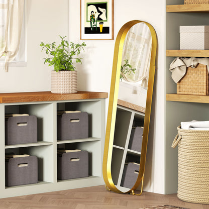 HOMCOM Ganzkörperspiegel mit Metallrahmen, 160 x 50 cm, goldfarbener Rahmen, für Wohnzimmer, Schlafzimmer