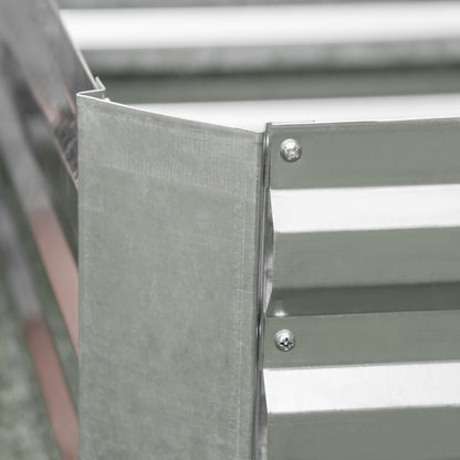 Outsunny Hochbeet aus verzinktem Stahl Gartenbeet Pflanzkasten für Garten Blumenkasten Blumenkübel Silber 120 x 90 x 30 cm