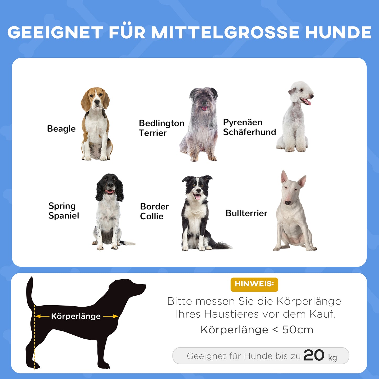 PawHut Haustierbett mit Baldachin, Hundebett, klappbar, wetterbeständig, Blau