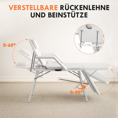 HOMCOM Tragbarer Massagetisch, Klappbare Massageliege mit Kunstleder-Bezug, Schaumstoff-Polsterung, Stahlrahmen, Weiß