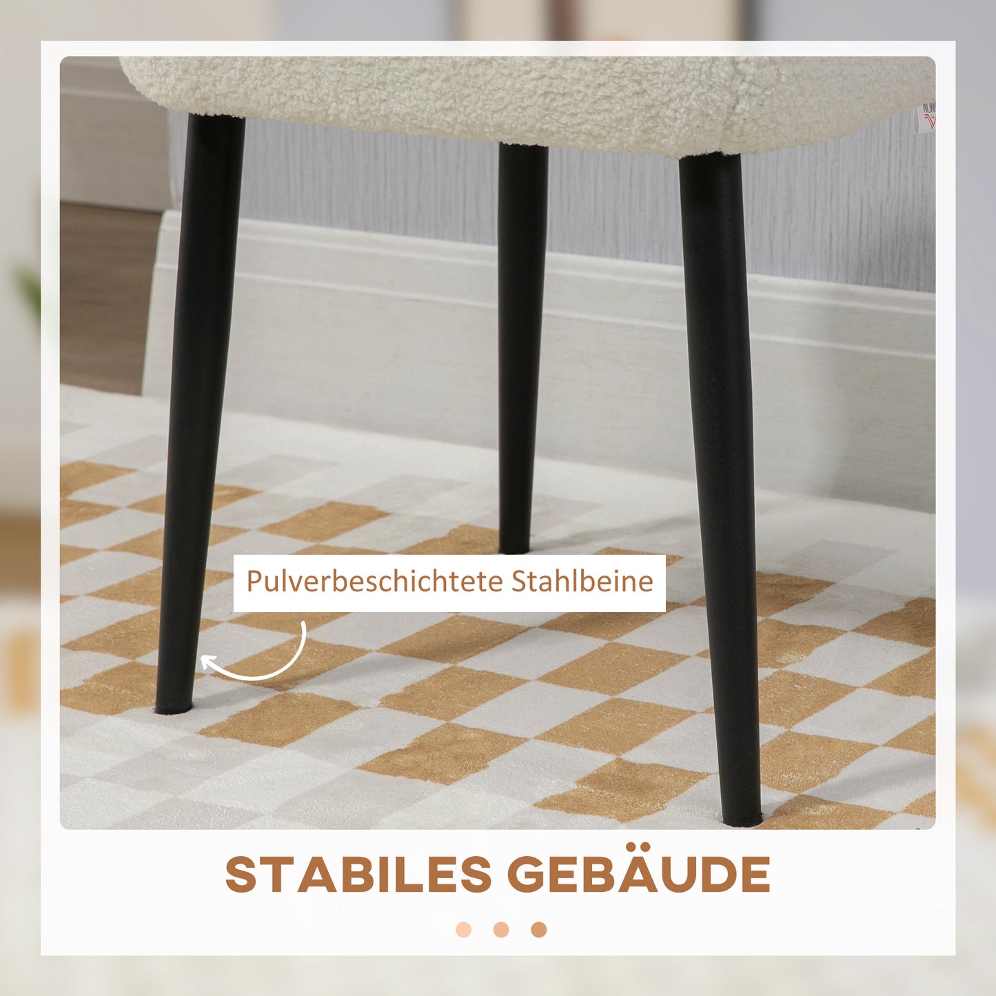 Aosom Hocker, Sitzhocker, Kaschmir-Optik, Fußhocker, Creme-Weiß