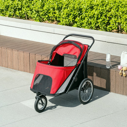 PawHut Hundebuggy, faltbar, aufklappbar, Liegekissen, Stahlrahmen, Rot/Schwarz