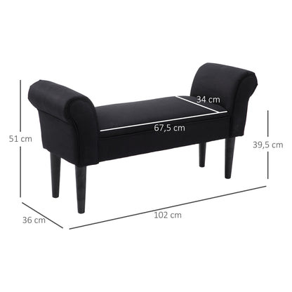 HOMCOM Sitzbank, Bettbank, zeitloses Design, weiche Polsterung, bis 130 kg, schwarz, 102 x 36 x 51 cm