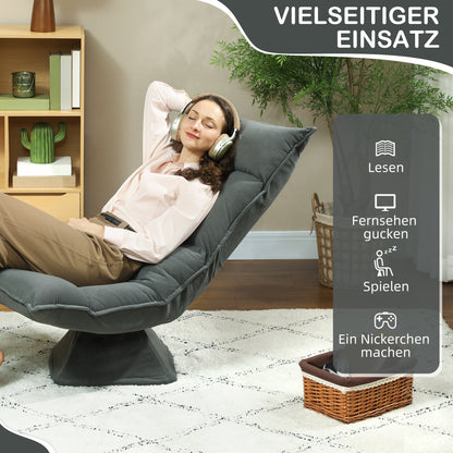 HOMCOM Bodensessel mit 5-fach verstellbarer Rückenlehne, drehbar, moderner Polsterstuhl, Dunkelgrau