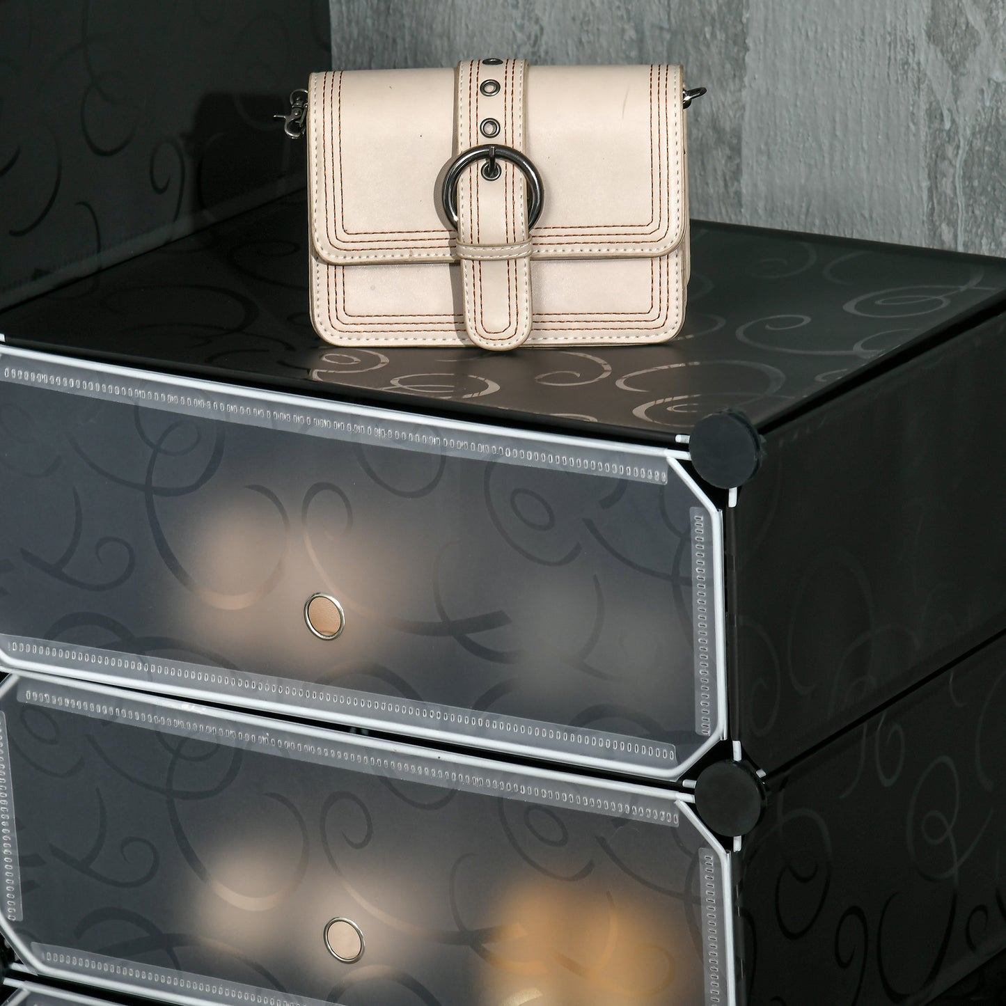 HOMCOM Schuhregal, 12 Aufbewahrungsboxen für 24 Paar Schuhe, Kunststoff, Schwarz+Weiß