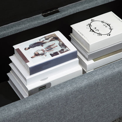 HOMCOM Sitzbank mit Stauraum, Ottomane, Flurbank, Knopfheftung,125,1 cm x 48,9 cm x 41,3 cm, Grau