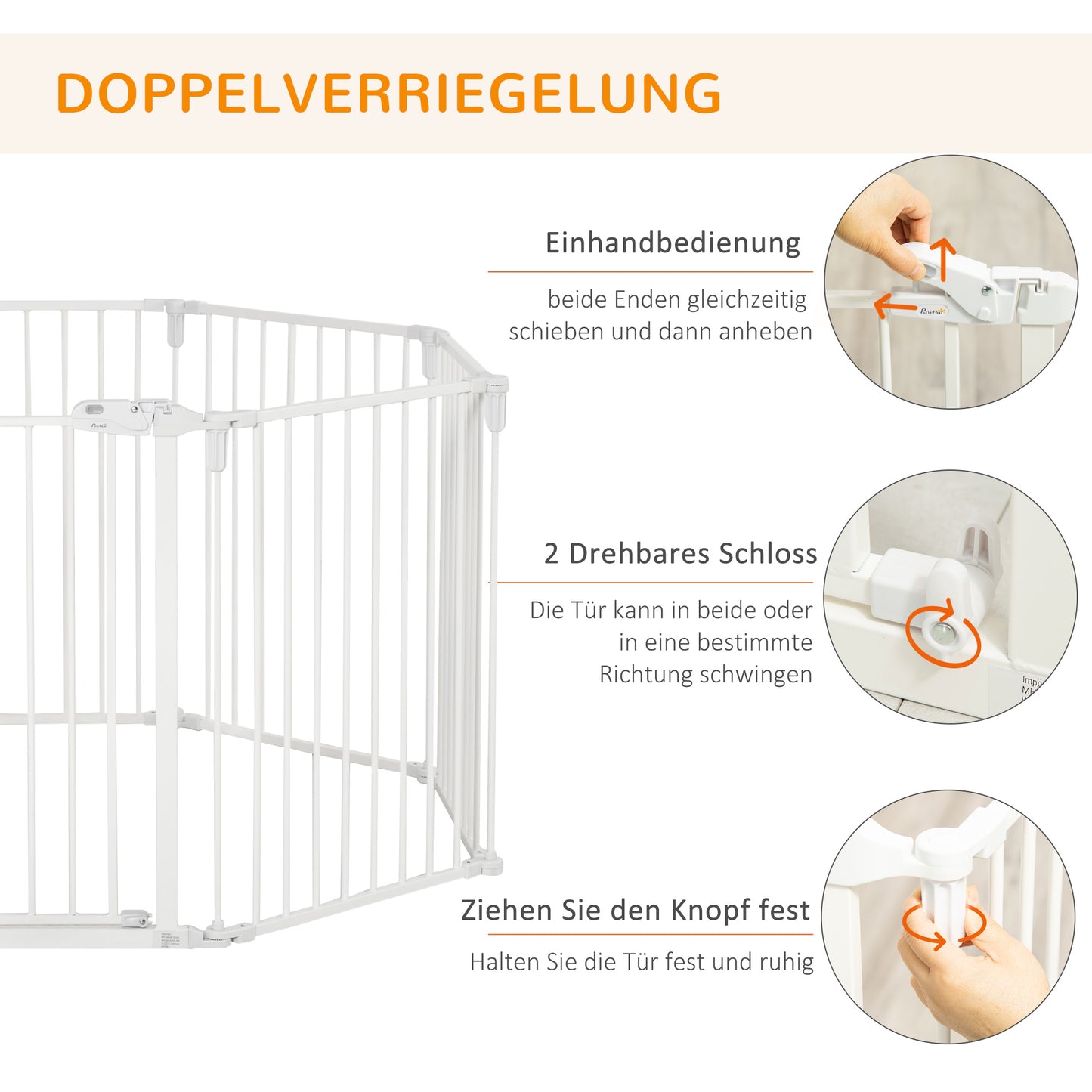 PawHut Welpenauslauf Freigehege für Hund Schutzgitter mit Tür Kaminschutzgitter flexibel klappbar 8 Paneler är 60 x 76 cm Vit