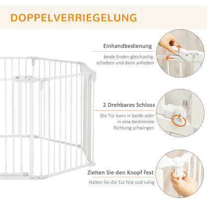PawHut Welpenauslauf Freigehege für Hund Schutzgitter mit Tür Kaminschutzgitter flexibel klappbar 8 Paneler är 60 x 76 cm Vit