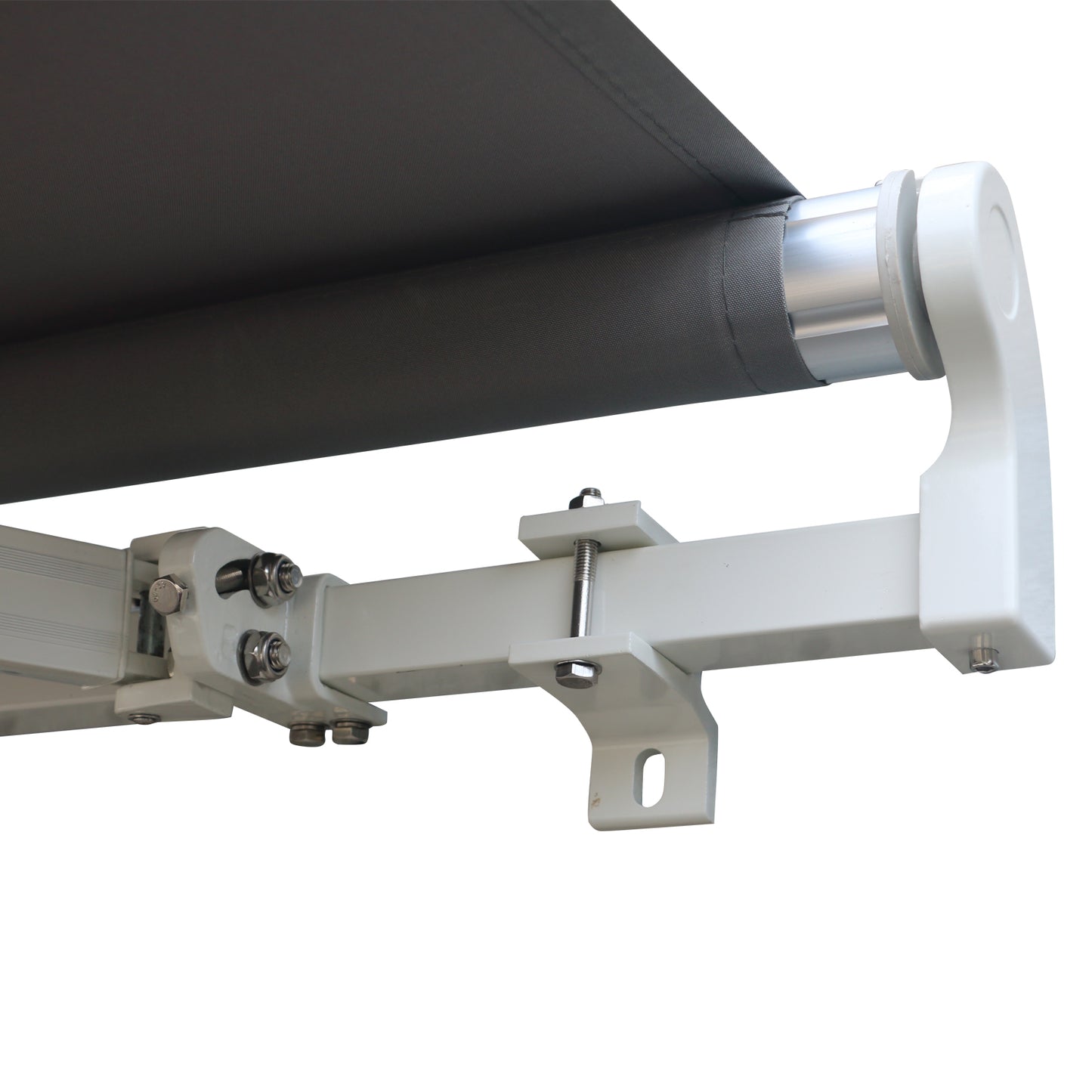 Outsunny Gelenkarmmarkise Verstellbare Klemmmarkise Terrassenmarkise 3,95 x 3m Sonnenskydd mit Kurbel, Balkonmarkise, Grau