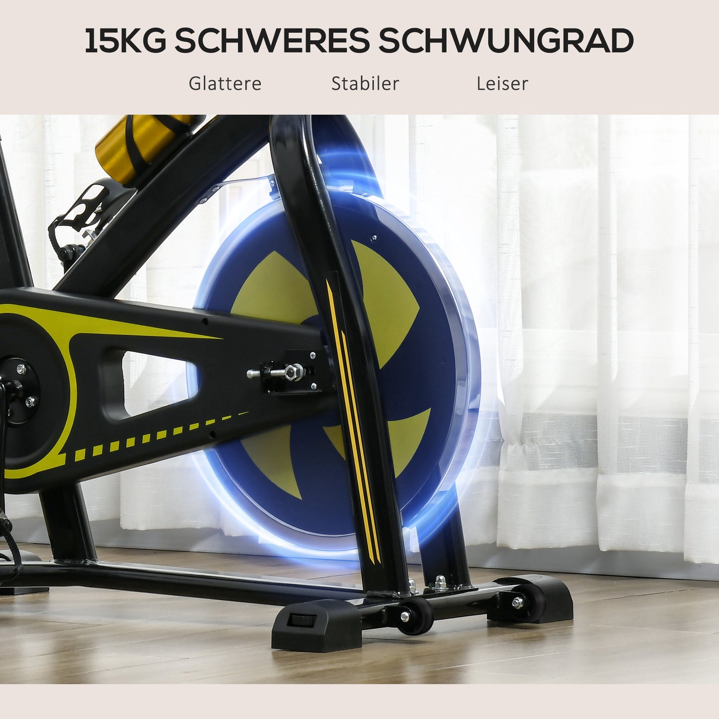 SPORTNOW Heimtrainer, leise, anpassbarer Widerstand, Pulssensor, Monitor, Gelb