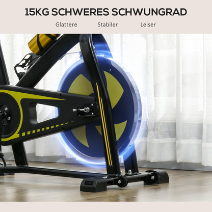 SPORTNOW Heimtrainer, leise, anpassbarer Widerstand, Pulssensor, Monitor, Gelb