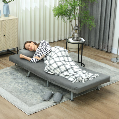 HOMCOM Klappsessel mit Bettfunktion, klappbarer Relaxsessel in Samtoptik, Verstellbare Rückenlehne, 75 x 70 x 75 cm, Grau