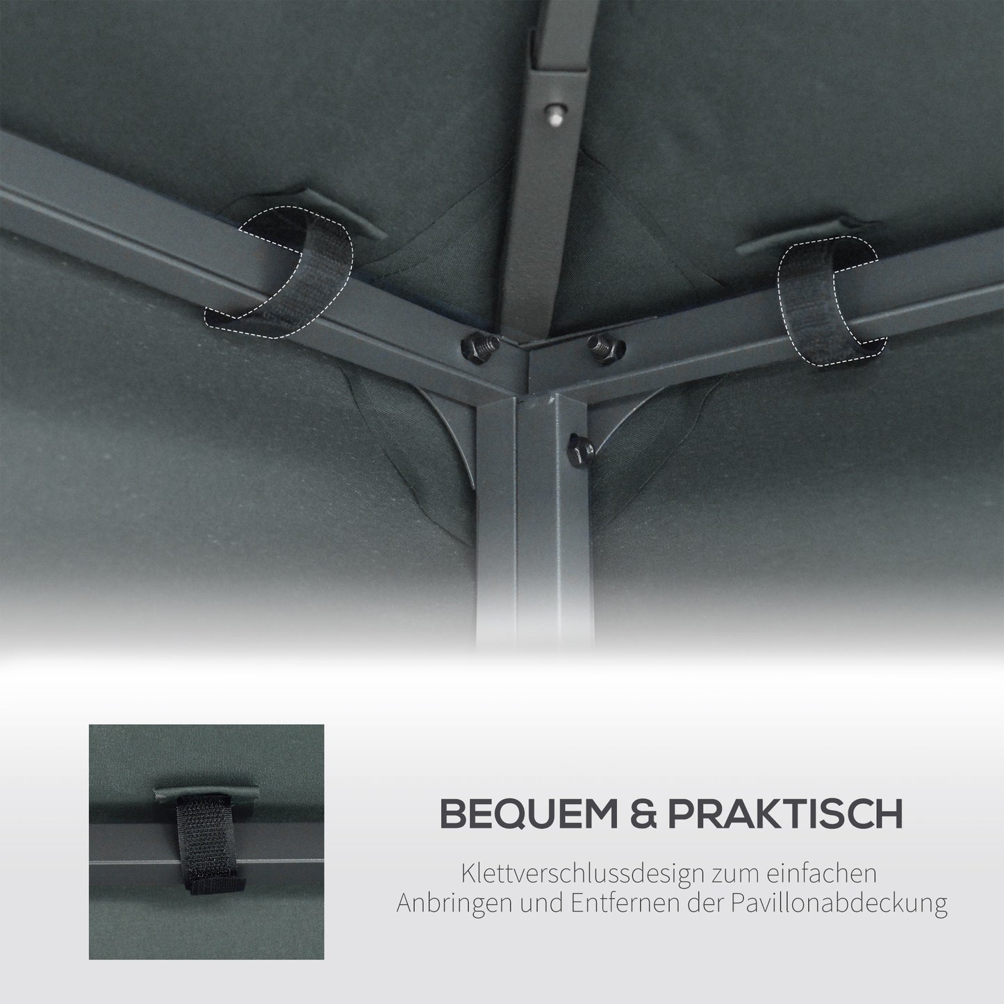 Outsunny Ersatzdach für Pavillon 3x3m wasserabweisend Pavillondach für Metallpavillon Pavillon Ersatzdach Gartenpavillon Partyzelt Gartenzelt Polyester Kohlegrau