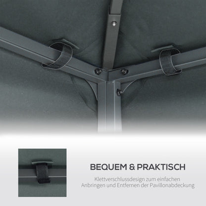 Outsunny Ersatzdach für Pavillon 3x3m wasserabweisend Pavillondach für Metallpavillon Pavillon Ersatzdach Gartenpavillon Partyzelt Gartenzelt Polyester Kohlegrau