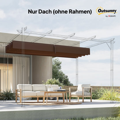 Outsunny Ersatzdach für 2,85 x 2 m Gartenpavillon, ausziehbar, einfache Montage, Polyester, Kaffee